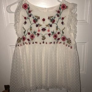 Zara embroid floral white shirt